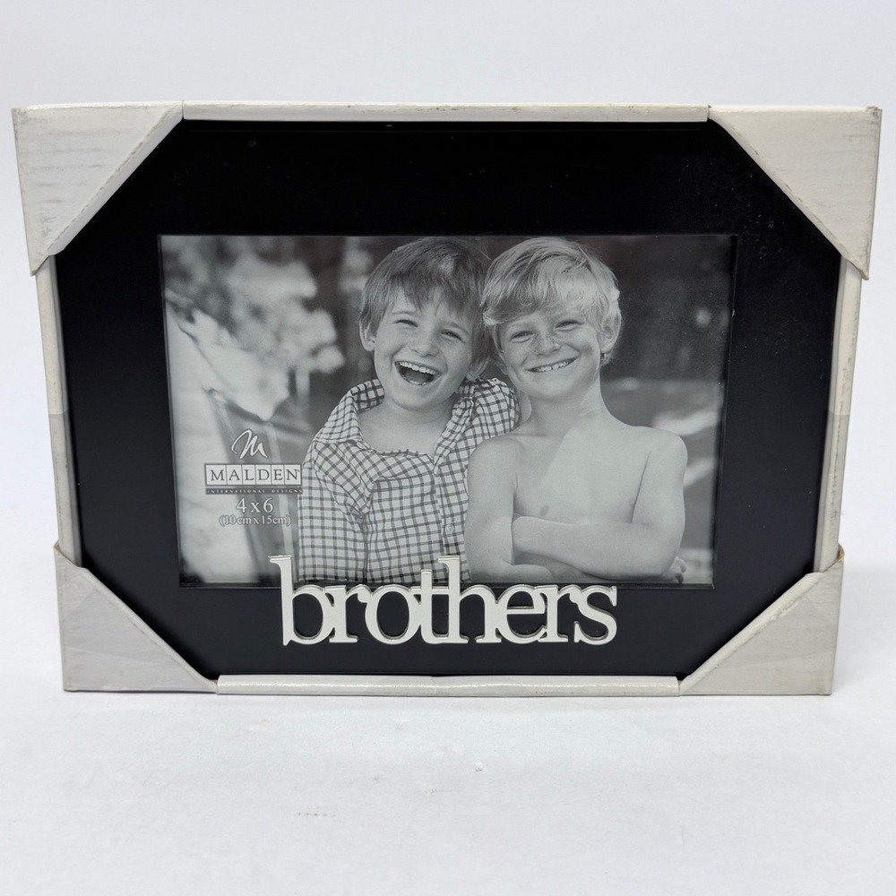 Malden International Designs Brothers 4x6 Black Wood Picture Frame New